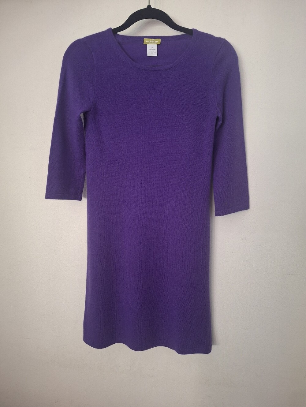 J CREW Buonissnima Purple CASHMERE Three Quarter Sleeve Sweater Dress - XS